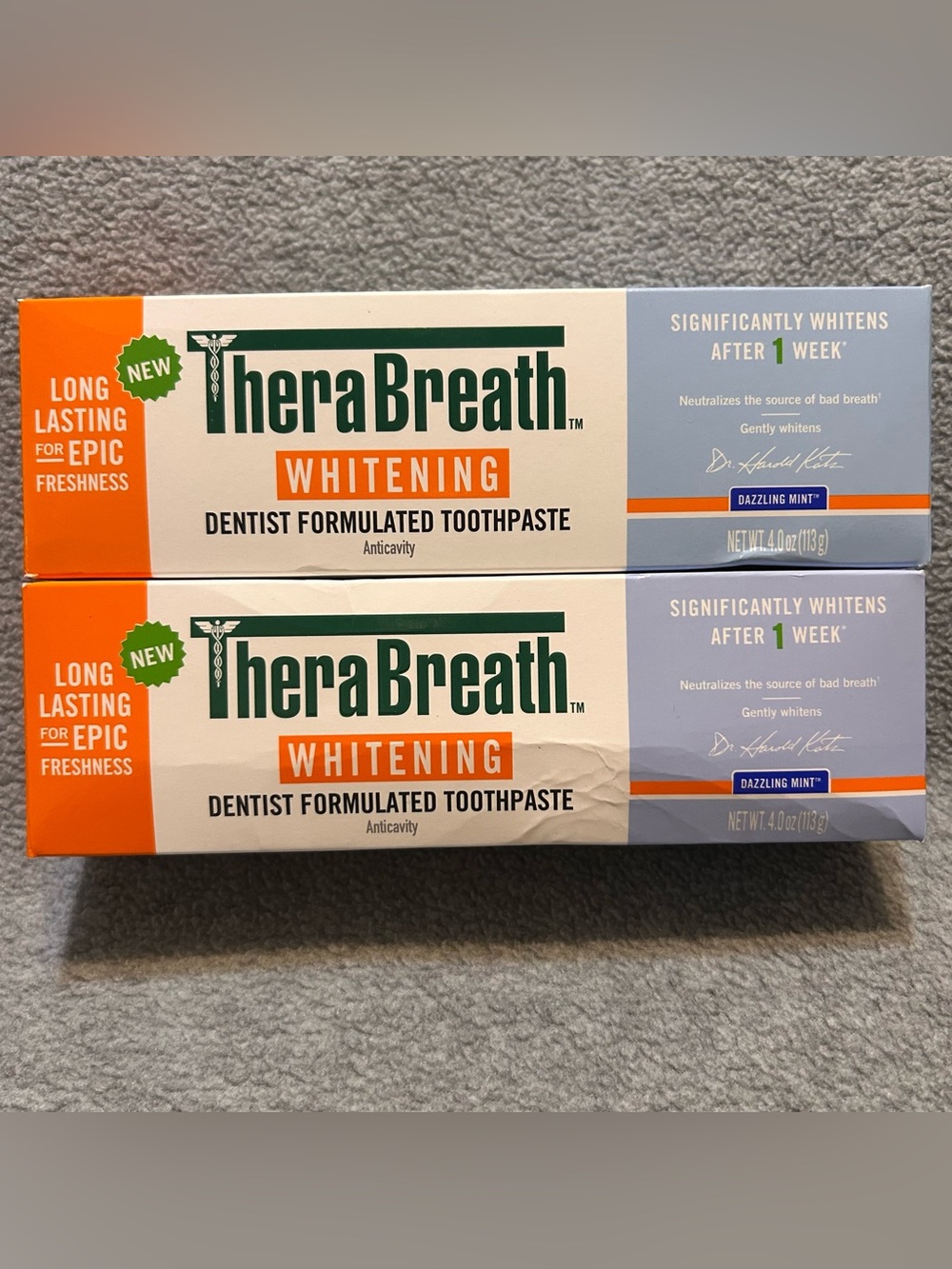 2X TheraBreath Whitening Toothpaste New In Box